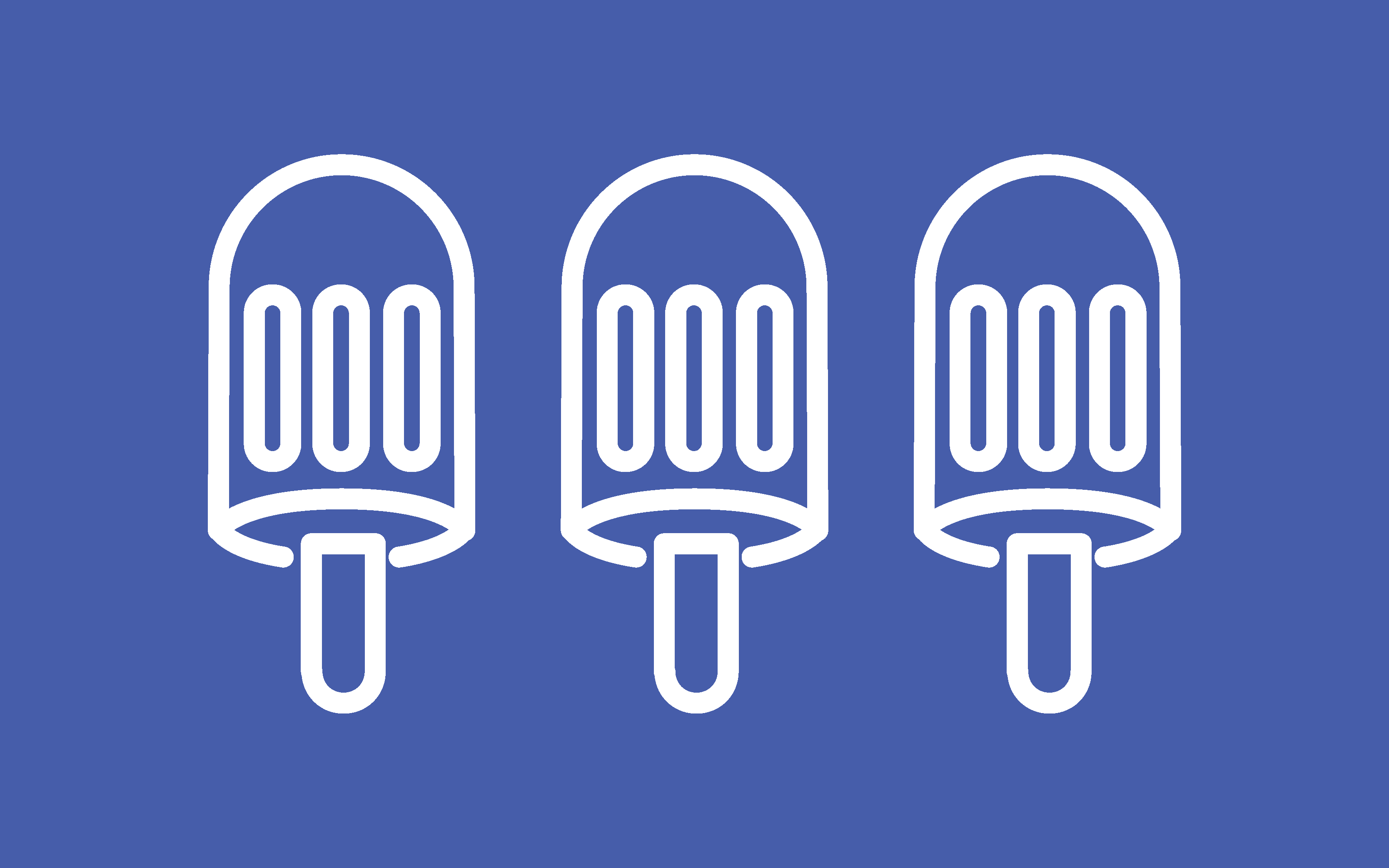 Illustration of 3 popsicles on a blue background