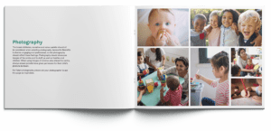 Close up of the photography page in the Jamesville Bennetto Brand Guideline book