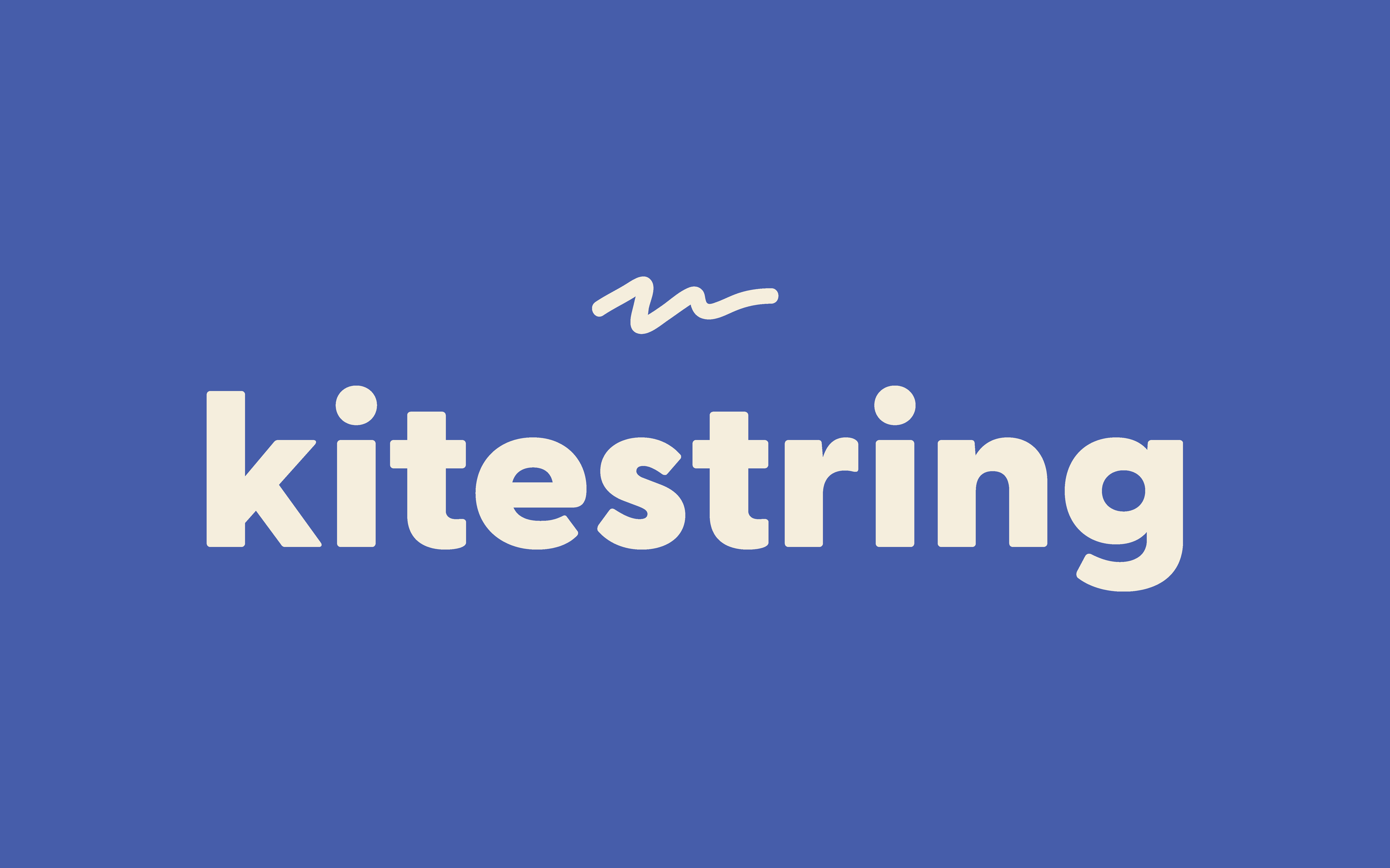 Off-white Kitestring logo on a blue background